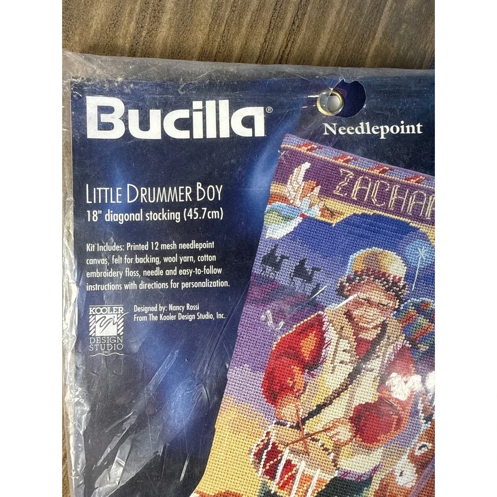 Vintage Bucilla Little Drummer Boy Needlepoint Stocking Kit 18